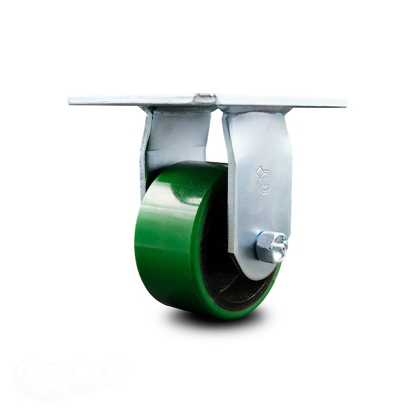4 Inch Heavy Duty Green Poly on Cast Iron Rigid Caster with Ball Bearing SCC
